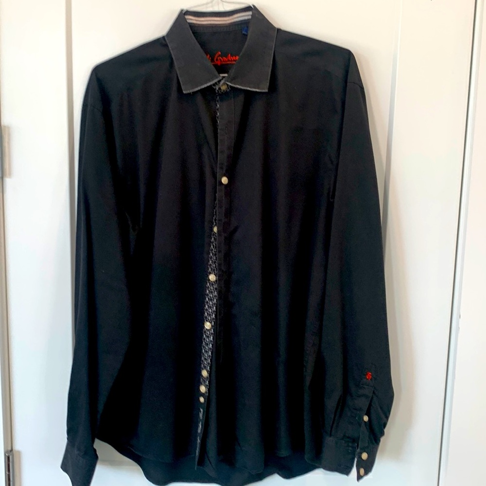 Robert Graham Mens Black Long Sleeve Button Down Shirt Knowledge Wisdom Truth